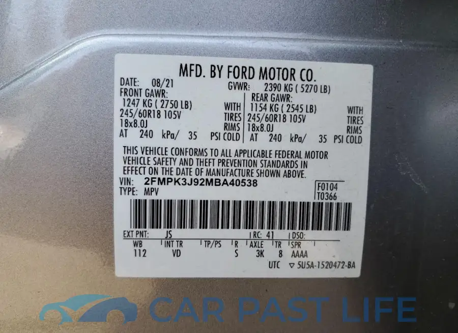 2FMPK3J92MBA40538# 13