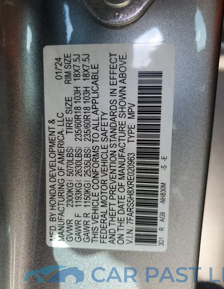 7FARS5H8XRE020963# 13