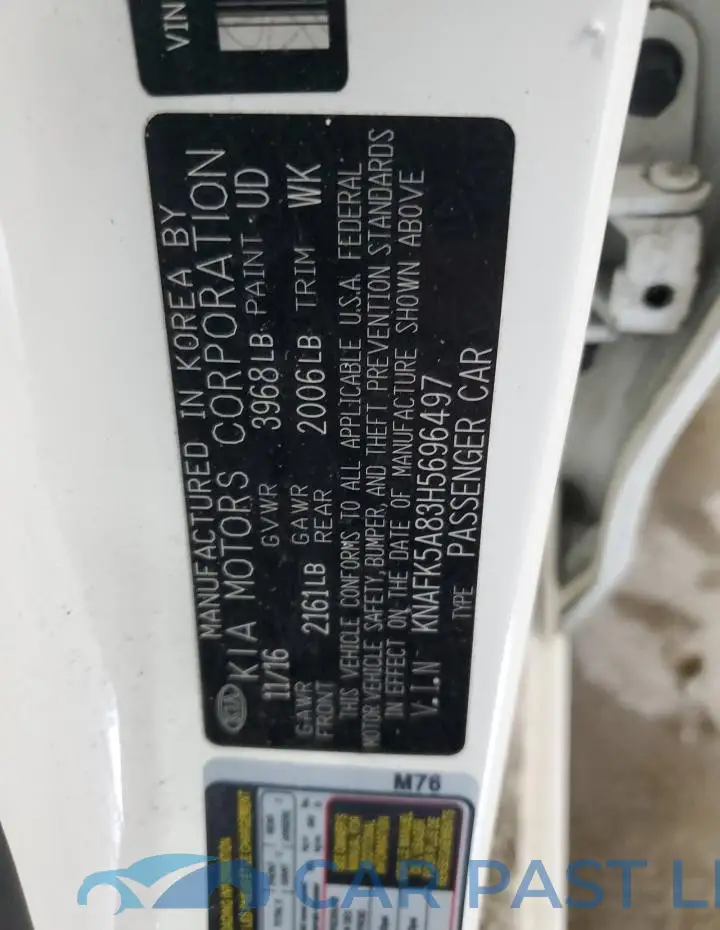 KNAFK5A83H5696497# 12