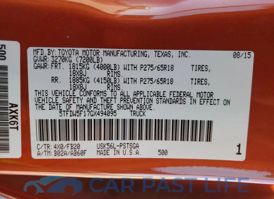 5TFDW5F17GX494095# 12