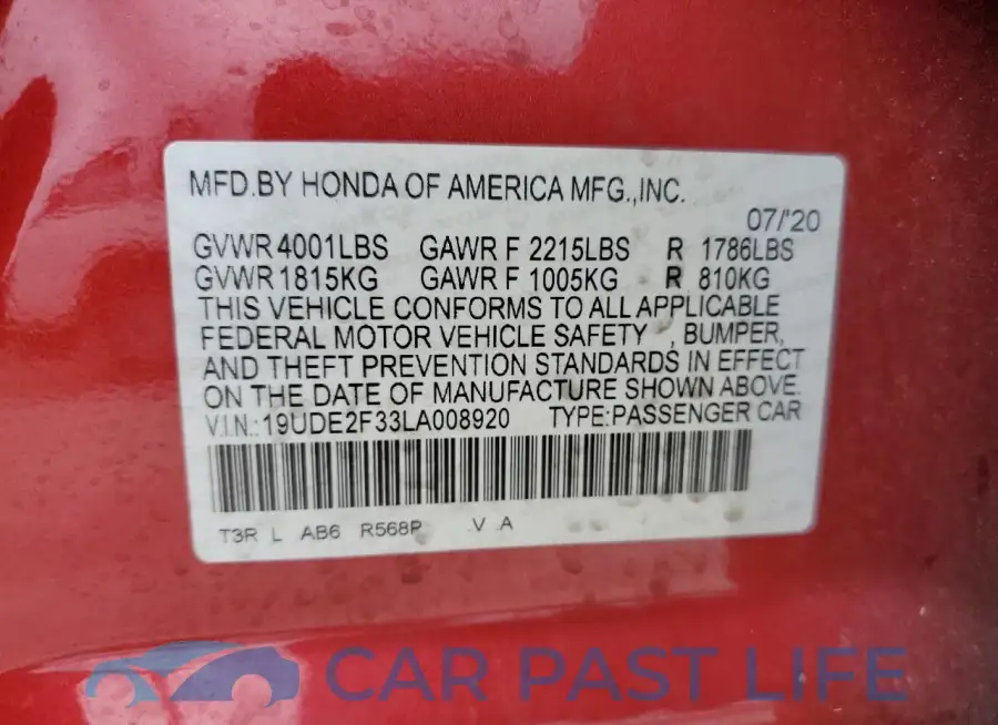 19UDE2F33LA008920# 13