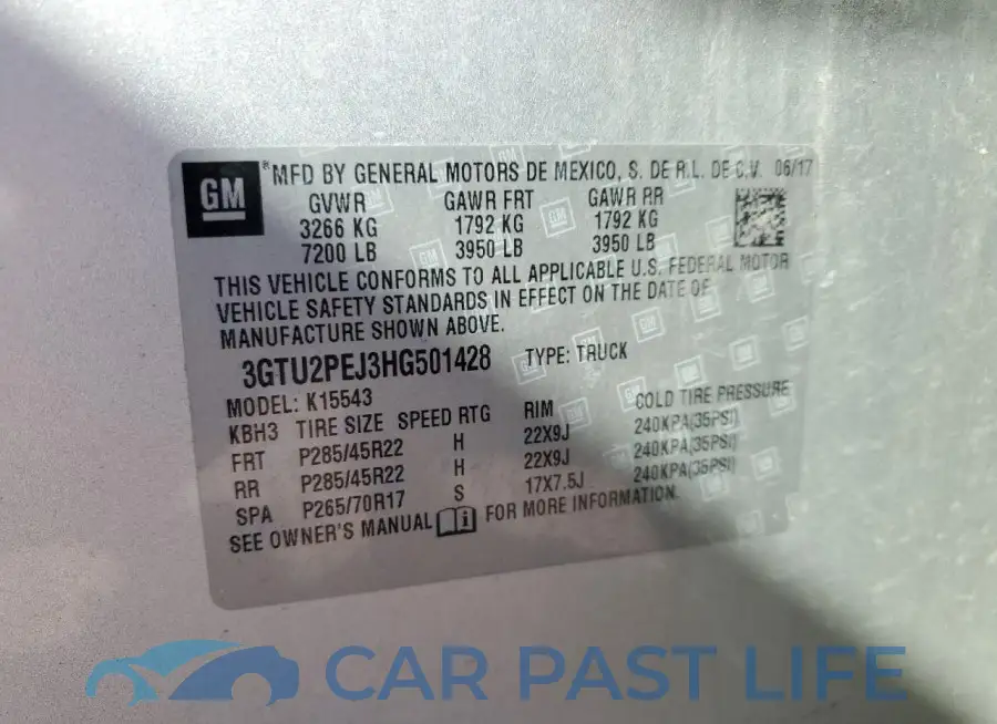 3GTU2PEJ3HG501428# 12