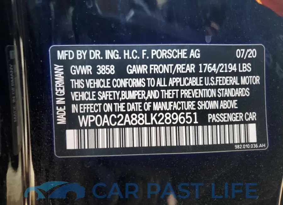 WP0AC2A88LK289651# 12