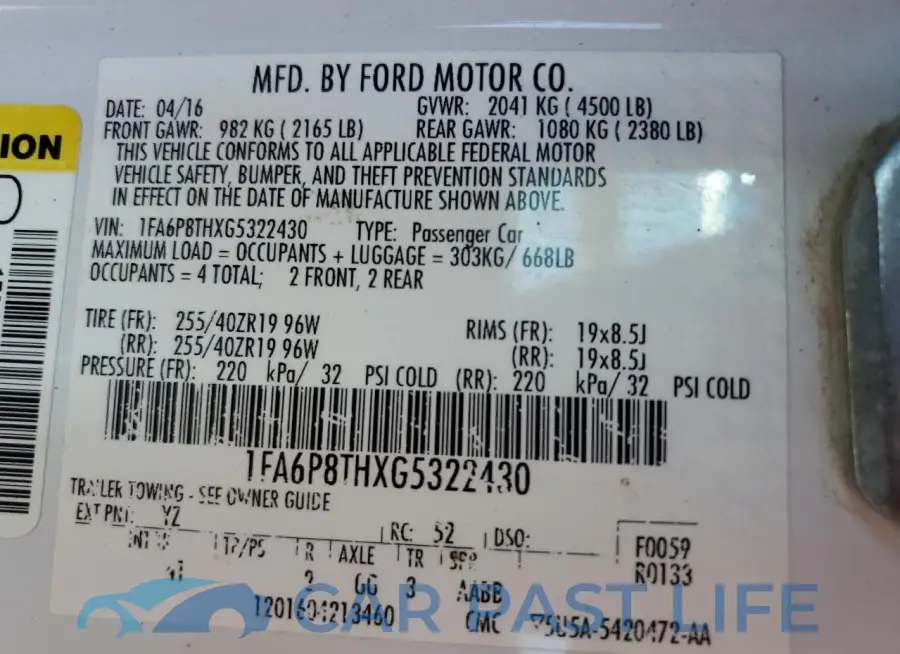 1FA6P8THXG5322430# 12