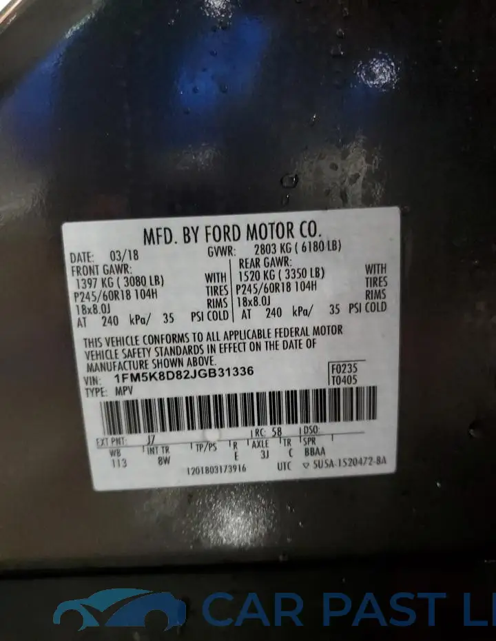1FM5K8D82JGB31336# 13