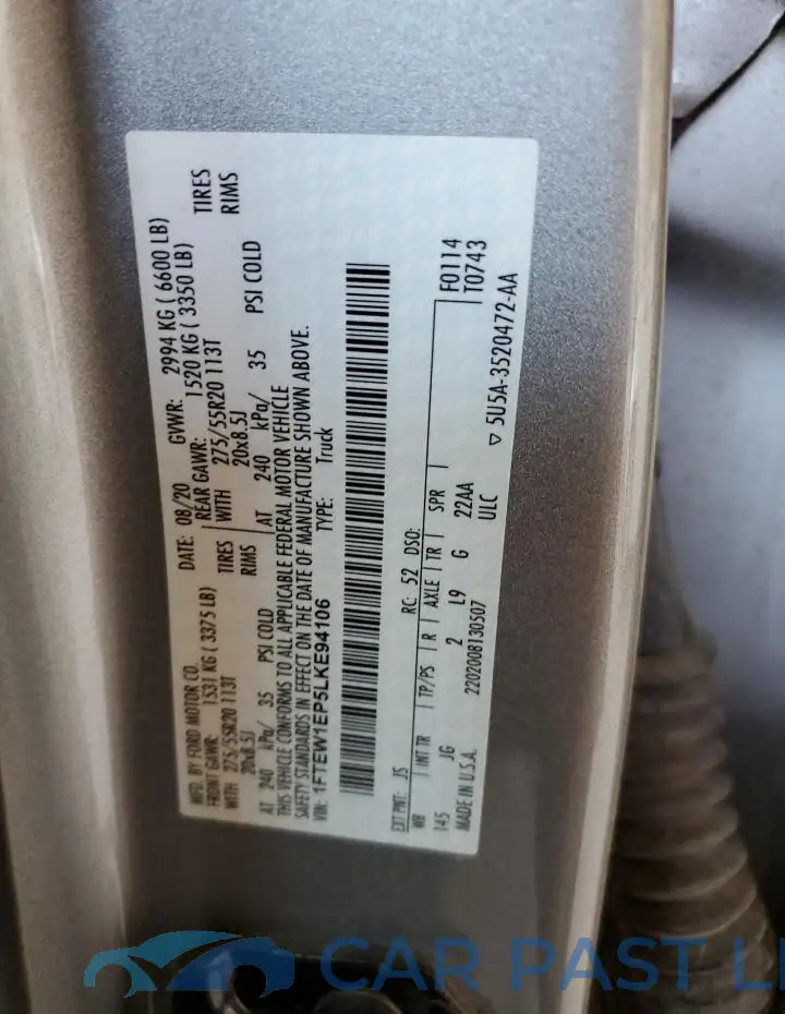 1FTEW1EP5LKE94106# 12