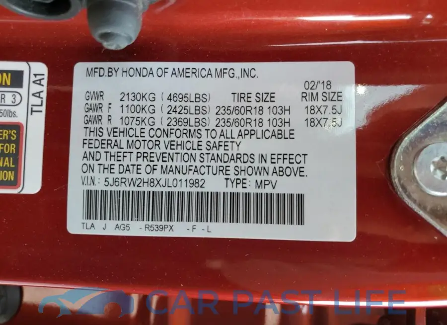 5J6RW2H8XJL011982# 13