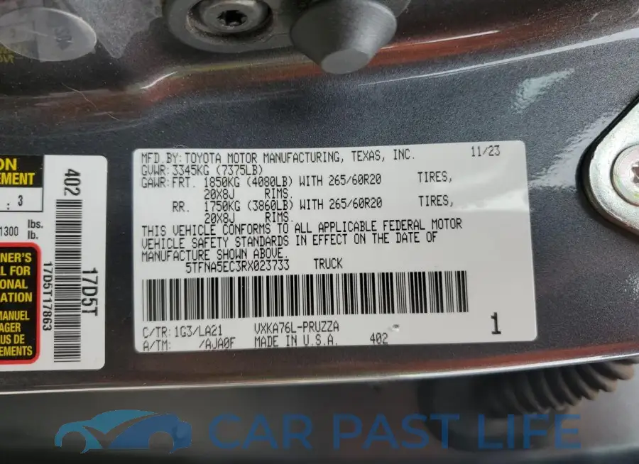 5TFNA5EC3RX023733# 12