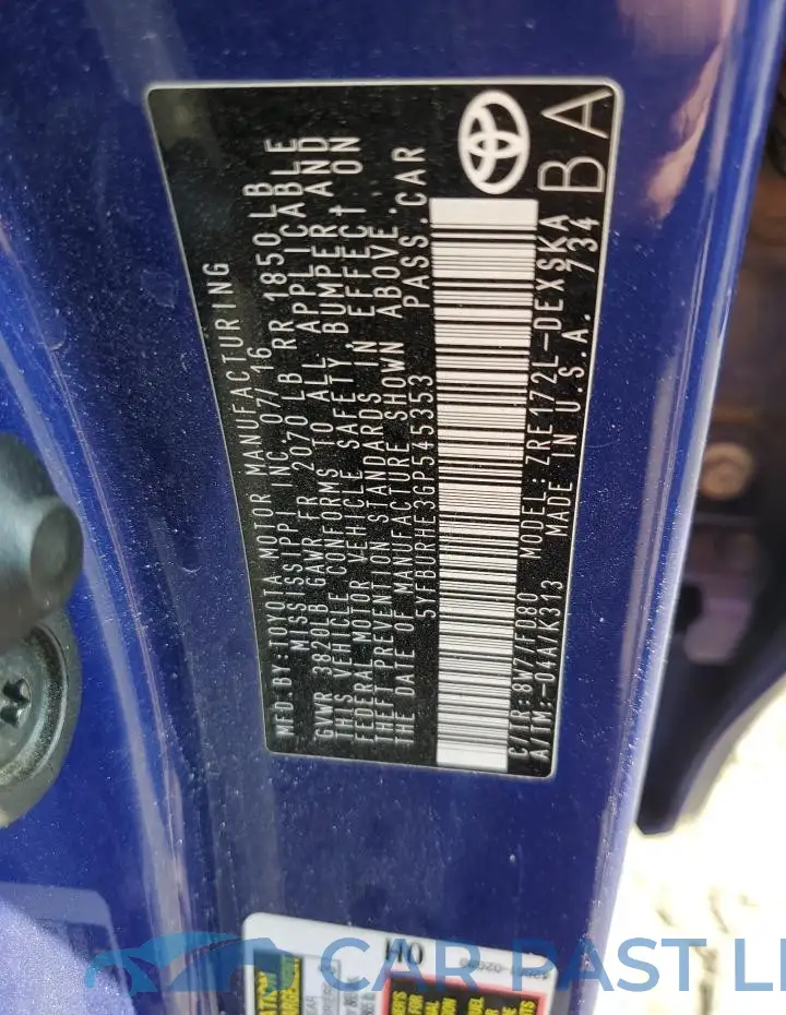 5YFBURHE3GP545353# 12