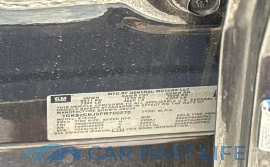 1GKS2CKJ5FR700275# 10