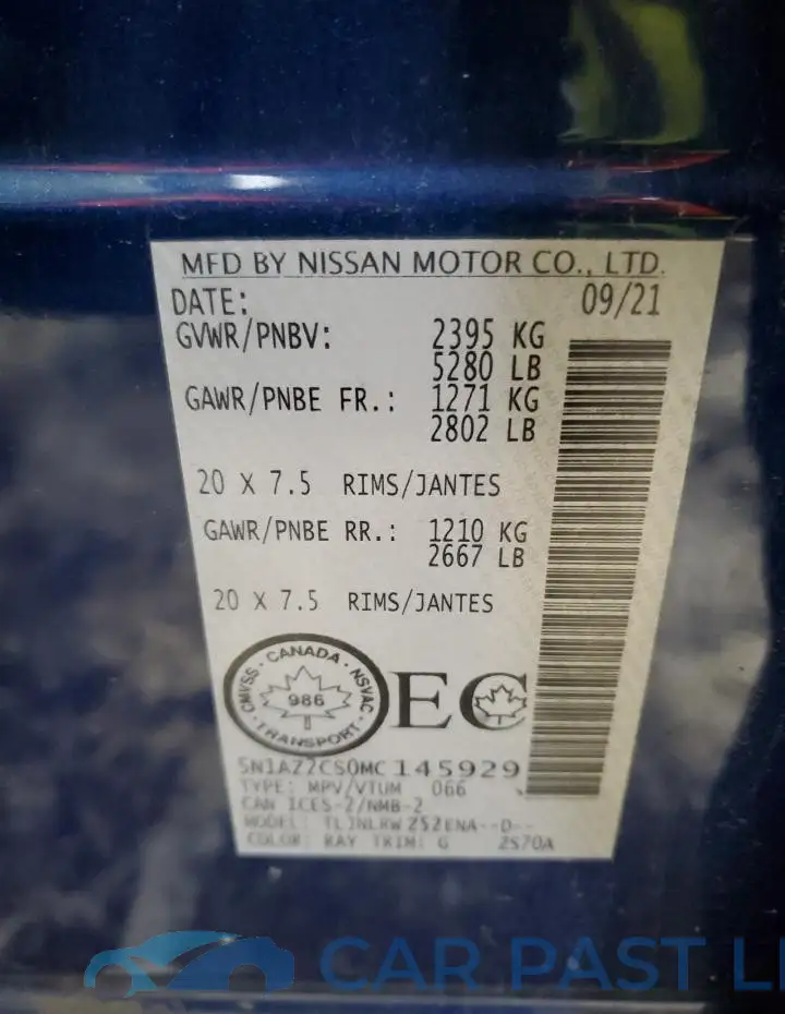 5N1AZ2CS0MC145929# 14