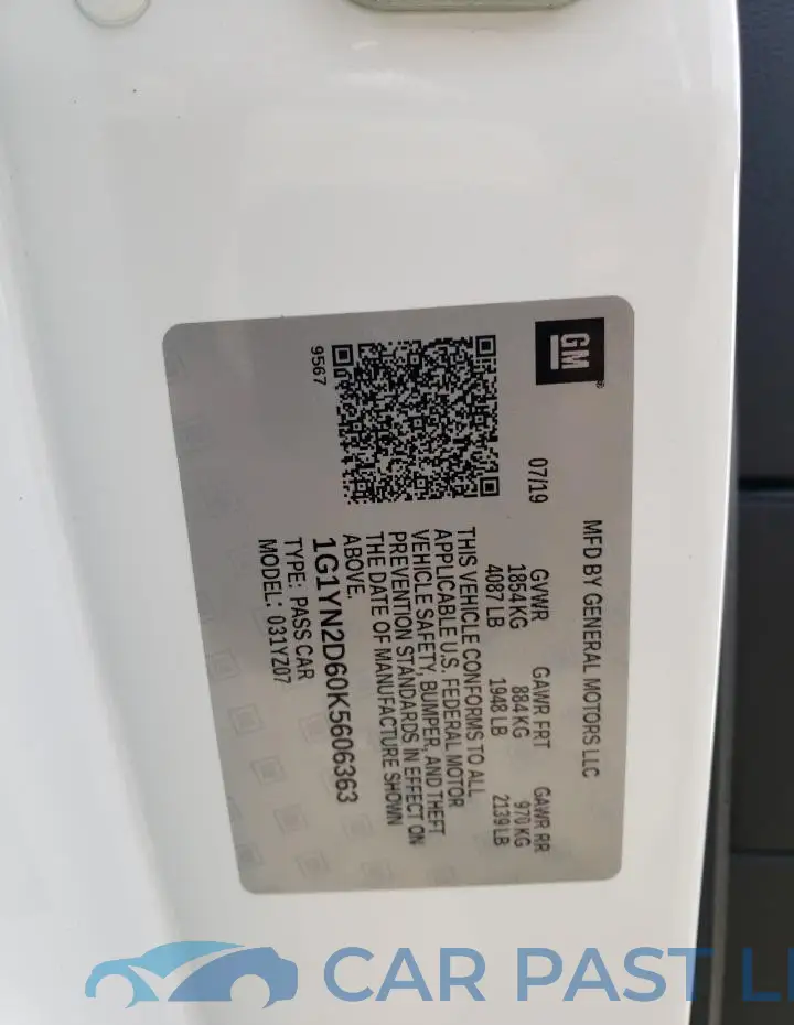 1G1YN2D60K5606363# 12