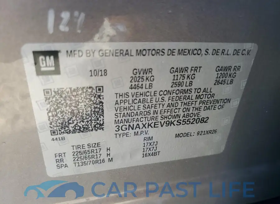 3GNAXKEV9KS552082# 14