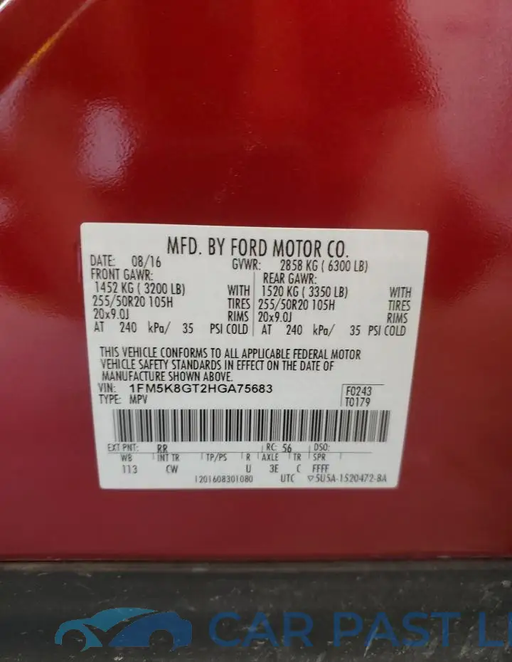 1FM5K8GT2HGA75683# 14