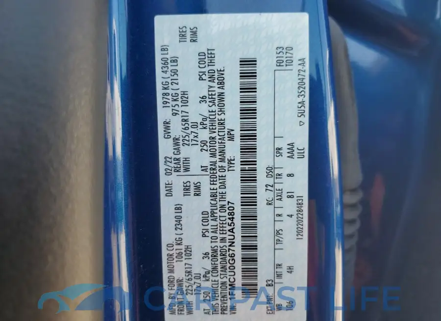 1FMCU0G67NUA54807# 14