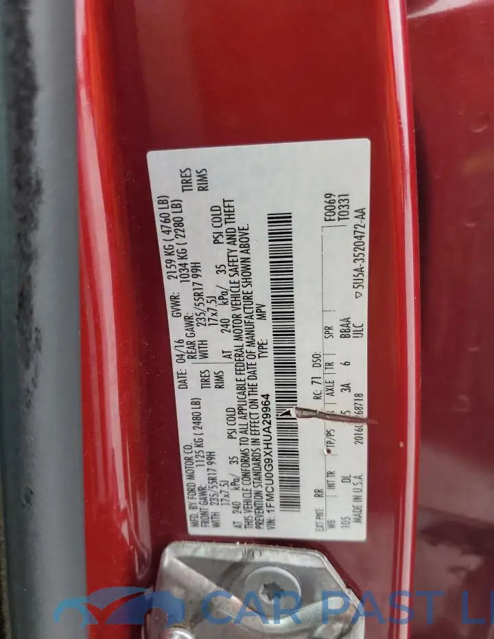 1FMCU0G9XHUA29964# 13