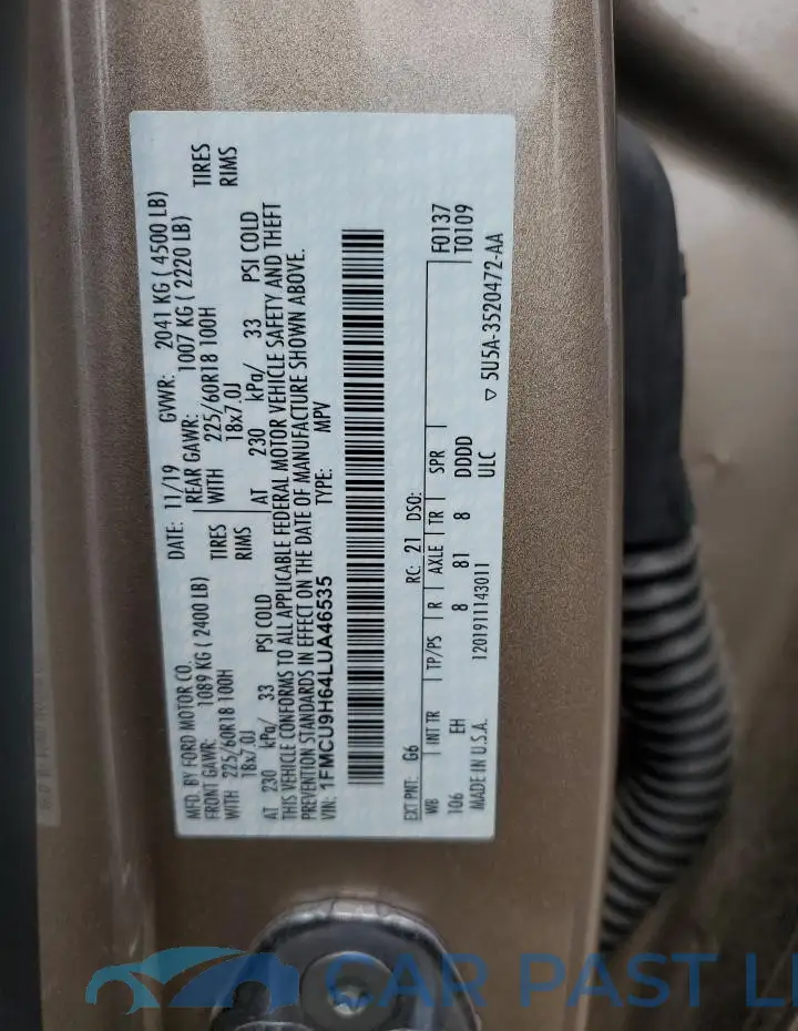 1FMCU9H64LUA46535# 13