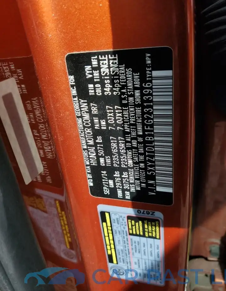 5XYZTDLB1FG231396# 12