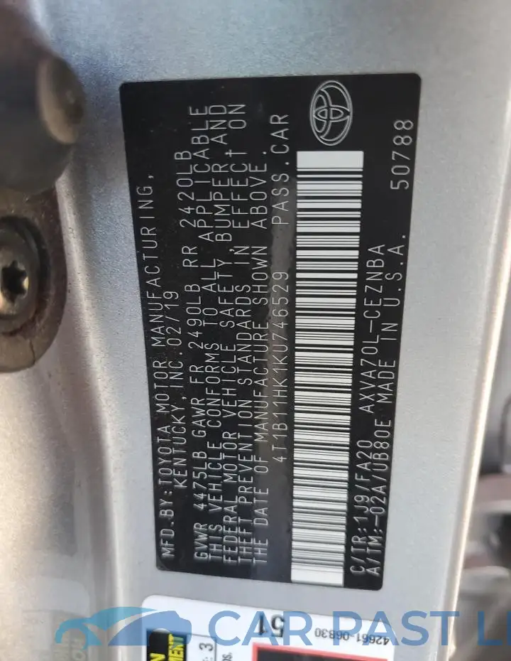 4T1B11HK1KU746529# 12