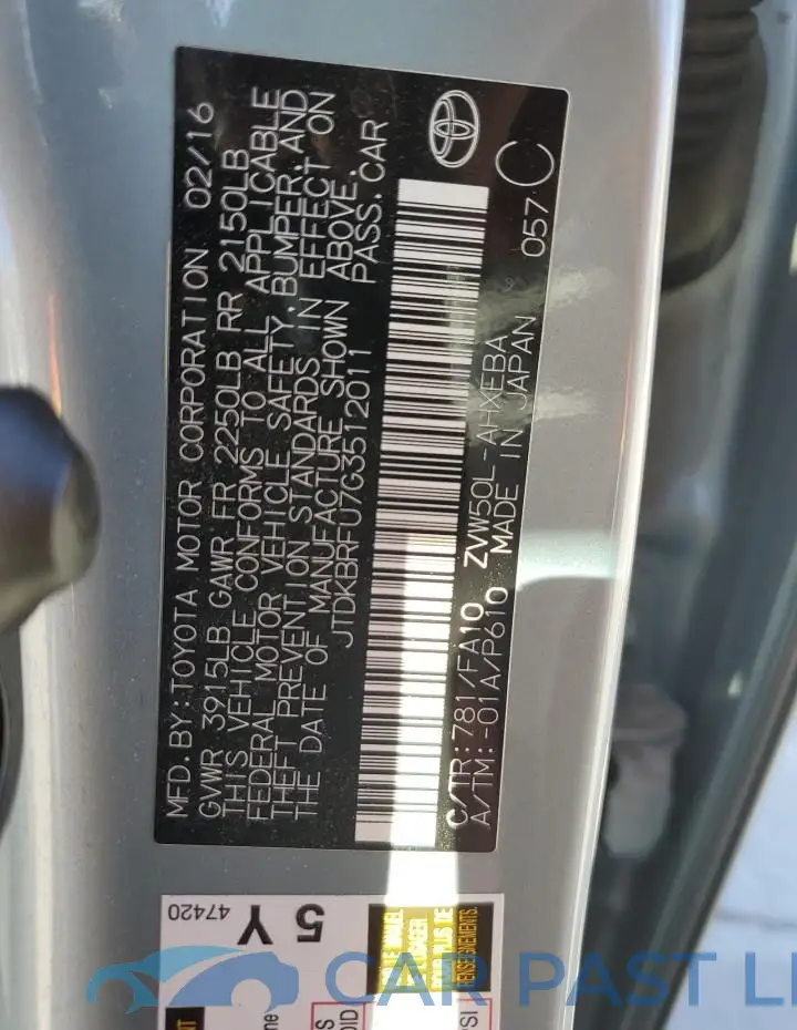 JTDKBRFU7G3512011# 12