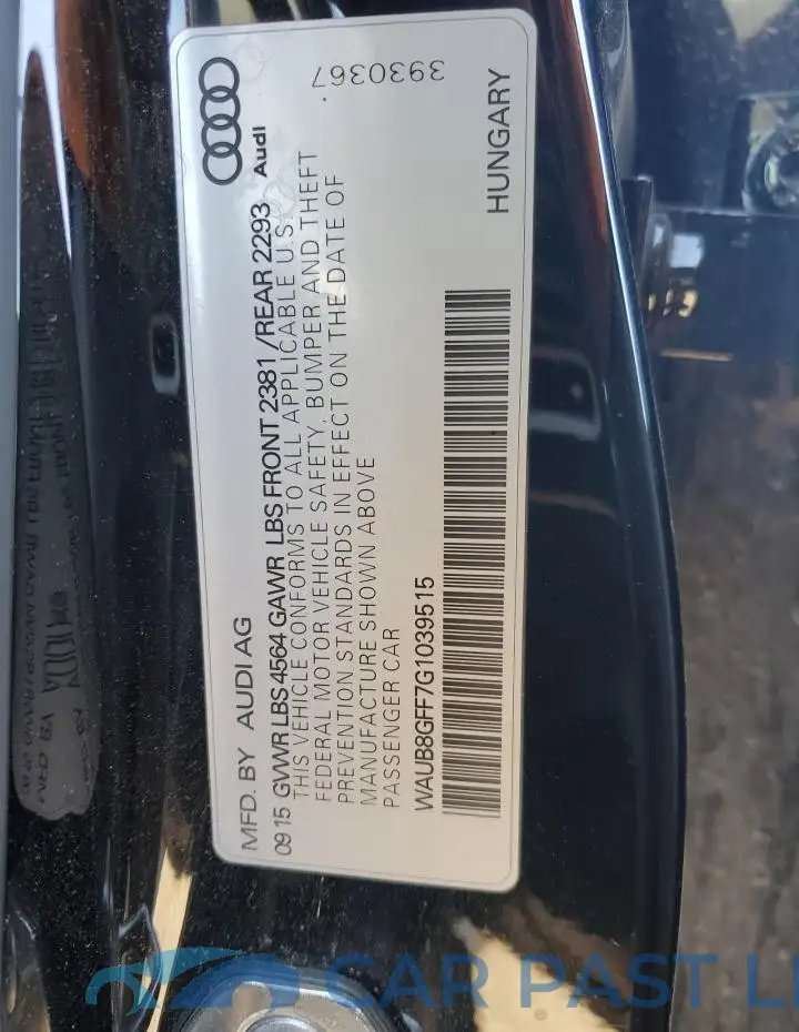 WAUB8GFF7G1039515# 12