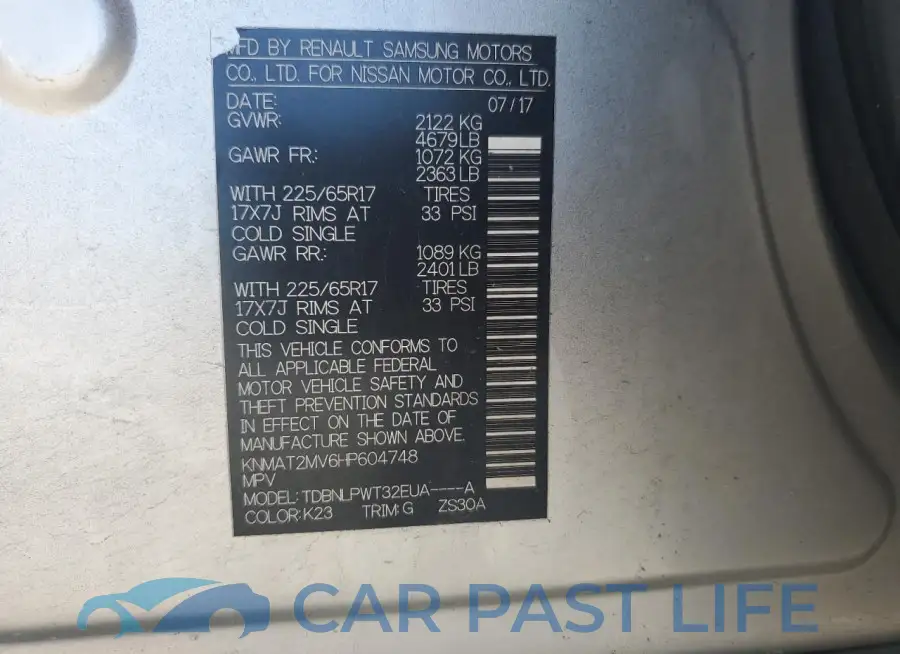 KNMAT2MV6HP604748# 12