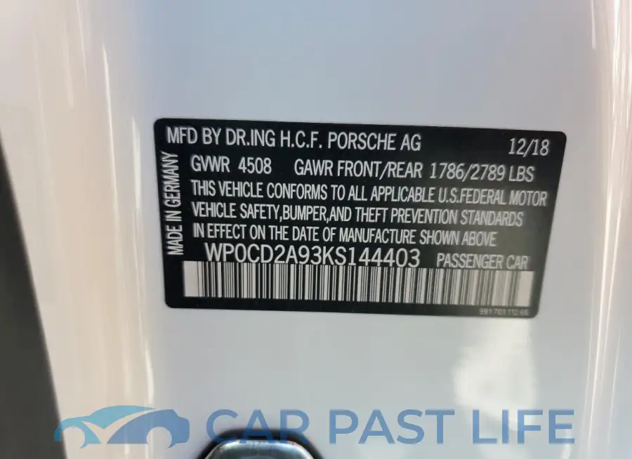 WP0CD2A93KS144403# 13