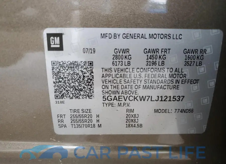 5GAEVCKW7LJ121537# 13