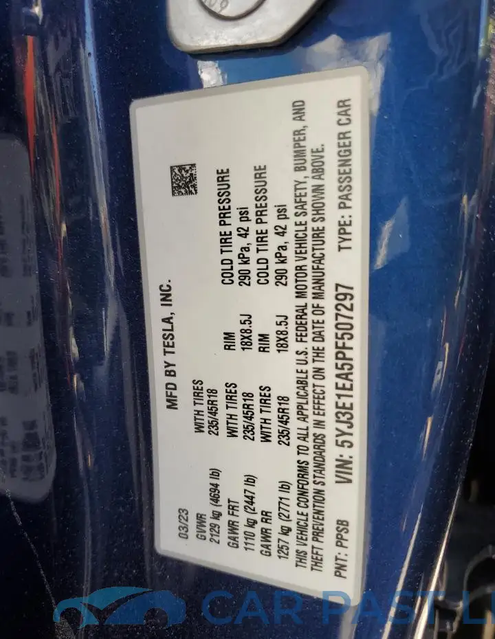 5YJ3E1EA5PF507297# 12