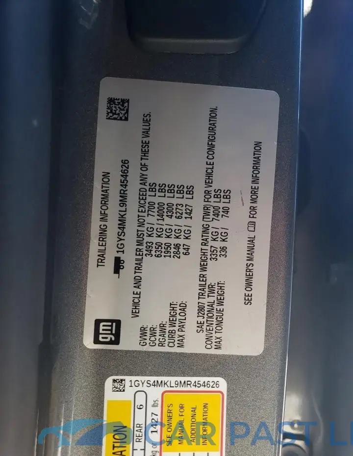 1GYS4MKL9MR454626# 12