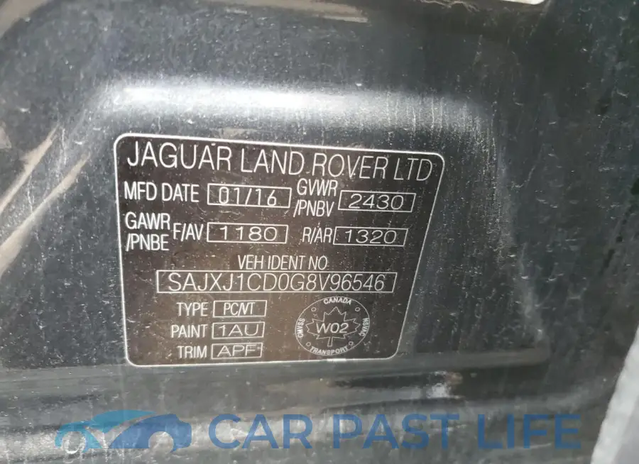 SAJXJ1CD0G8V96546# 12