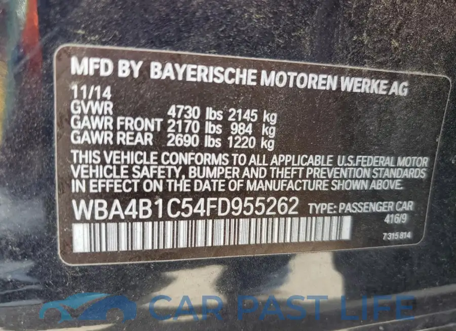 WBA4B1C54FD955262# 12