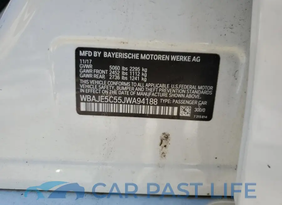 WBAJE5C55JWA94188# 12