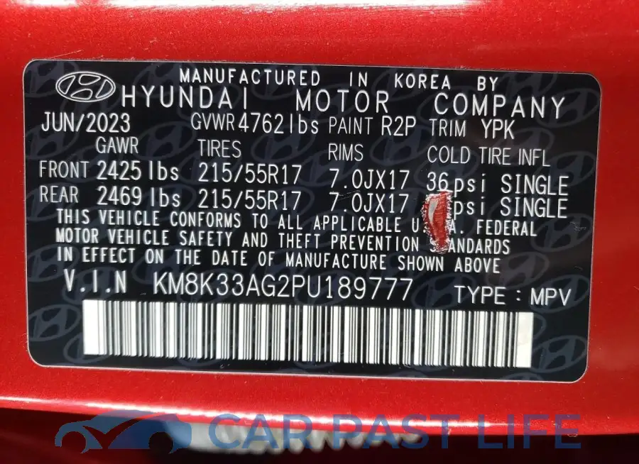 KM8K33AG2PU189777# 13