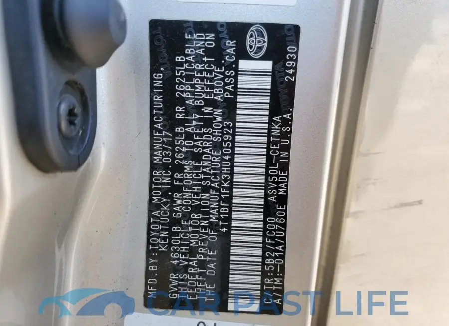 4T1BF1FK3HU405923# 12