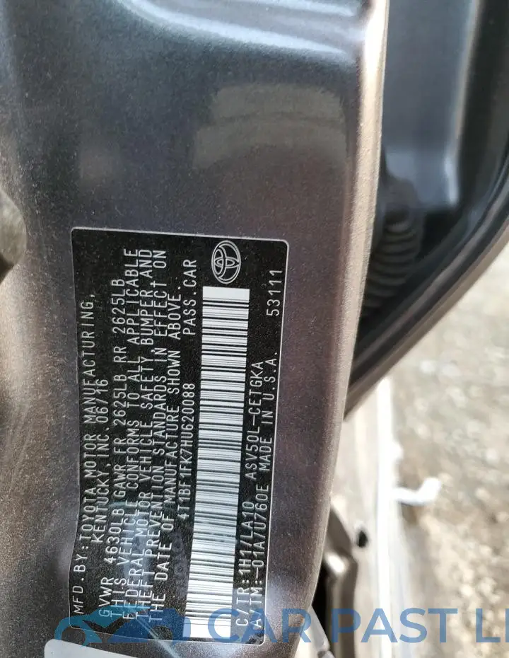 4T1BF1FK7HU620088# 12