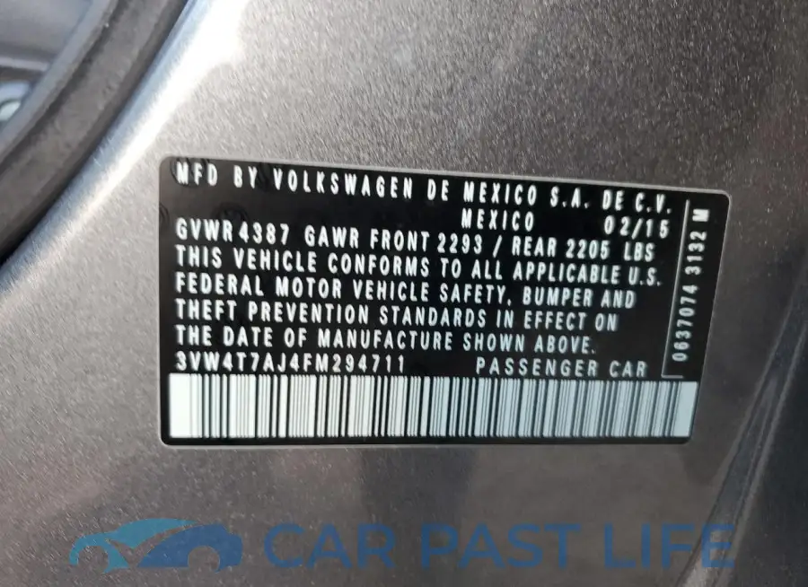 3VW4T7AJ4FM294711# 13