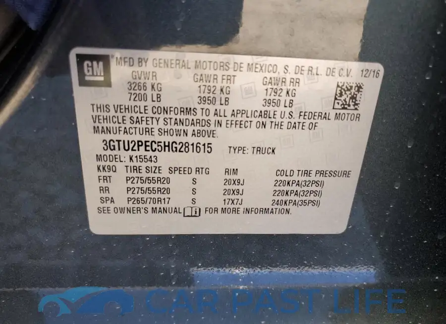 3GTU2PEC5HG281615# 12