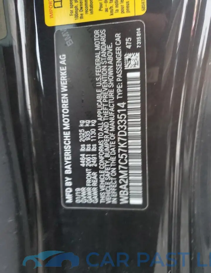 WBA2M7C57K7D33514# 13