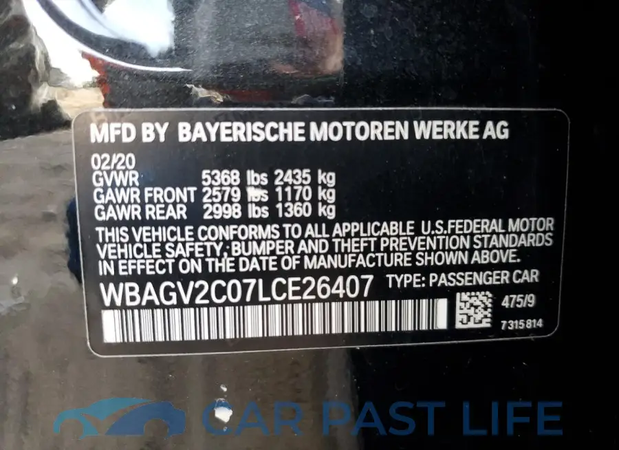 WBAGV2C07LCE26407# 13