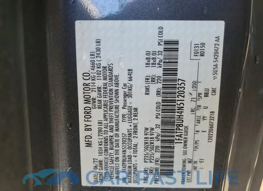1FATP8UH4N5120357# 12