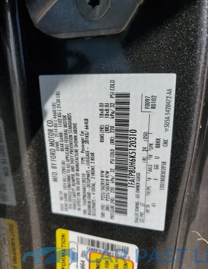 1FATP8UH6K5120310# 13