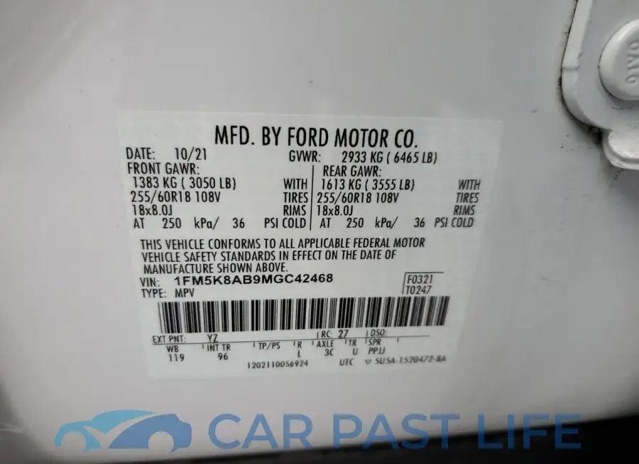 1FM5K8AB9MGC42468# 12