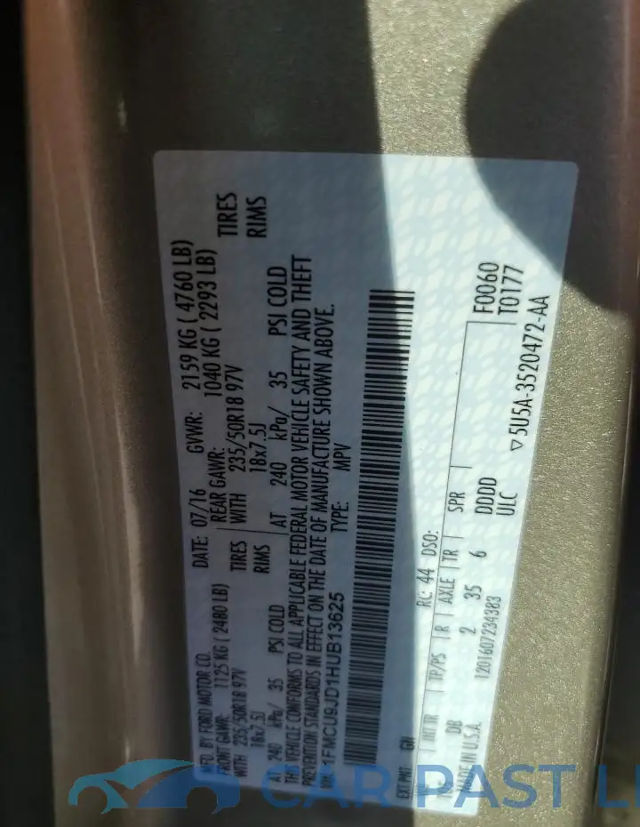1FMCU9JD1HUB13625# 14