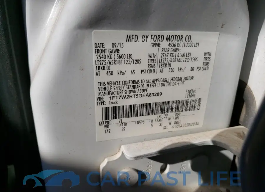 1FT7W2BT5GEA83289# 12