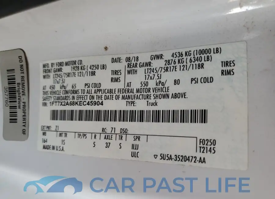 1FT7X2A68KEC45904# 12