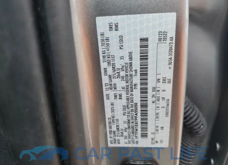 1FTFW1E87PFA55050# 13