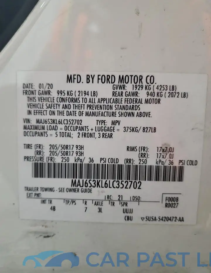 MAJ6S3KL6LC352702# 13