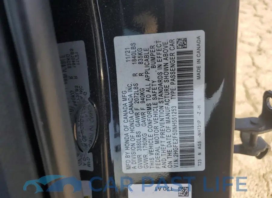 2HGFE2F50NH551253# 13