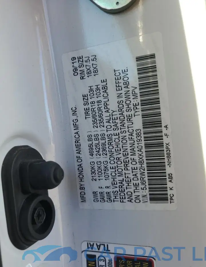 5J6RW2H8XKA019383# 12